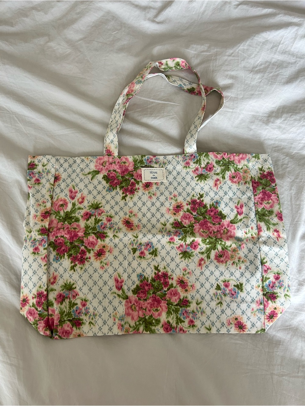 Sezane X Andion collaboration floral tote bag NWOT